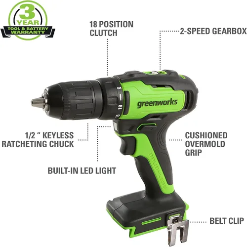 Vista 4 de Greenworks Cortacésped inalámbrico sin escobillas de 48 V y 17 pulgadas + taladro/destornillador de 24 V, (2 x 24 V) y carrete de línea de repuesto