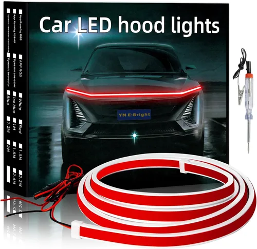 Vista 7 de YM E-Bright Tira de luz LED para capó exterior, impermeable, flexible, DRL, dinámico, para arranque, luces de circulación diurna para automóvil