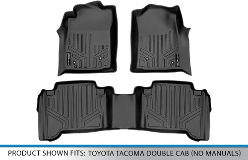 Vista 5 de SMARTLINER Juego de alfombrillas de piso de ajuste personalizado de 2 filas para Toyota Tacoma 2005-2011