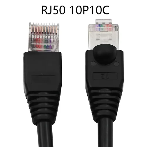 Vista 2 de QIANRENON Cable RJ50 10P10C Cat 5E macho a macho modular de cristal con conectores de blindaje para escanear pistolas de código, equipos