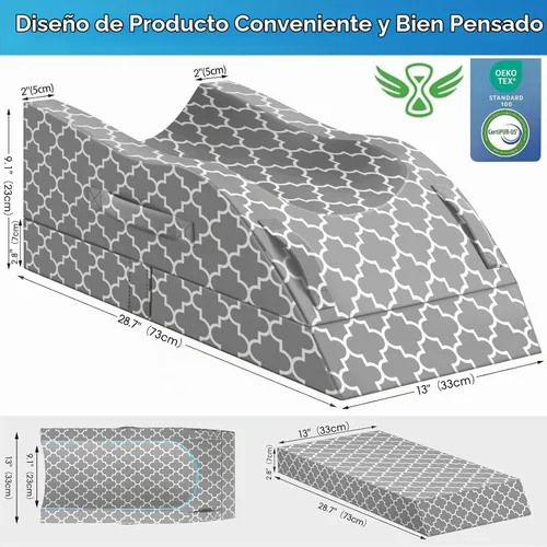 Vista 5 de Almohada de pierna CloudBliss, almohada de elevación de pierna para después de la cirugía, espuma viscoelástica ajustable con funda para hielo