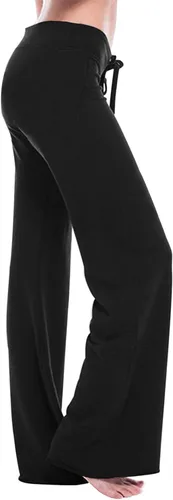 Vista 4 de Leggings acampanados para mujer, pantalones cargo de pierna ancha, leggings de yoga de cintura alta con bolsillos, talla grande, pantalones