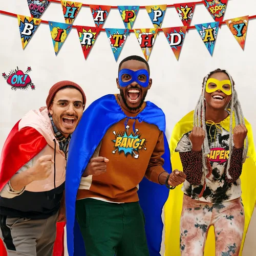 Vista 3 de D.Q.Z Adults Superhero Capes and Masks Bulk for Women Men Super Hero Costumes Halloweem Spirit Day Party Favors, 10 Pack