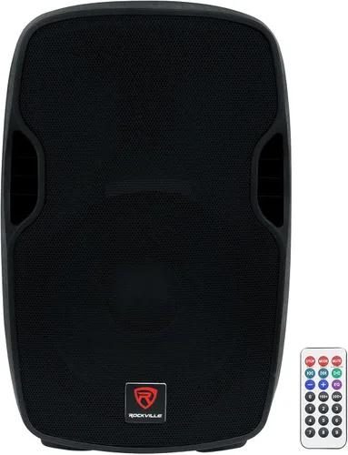 Vista 2 de Rockville BPA15 800 W pico/200 W RMS alimentado por altavoz PA de 15 pulgadas, Bluetooth, USB/SD, radio FM, ecualizador de 2 bandas, control remoto