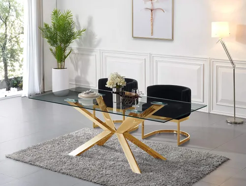 Vista 2 de Meridian Furniture Gianna Collection Modern Silla de comedor tapizada de terciopelo contemporáneo con marco de metal dorado pulido, 24 pulgadas