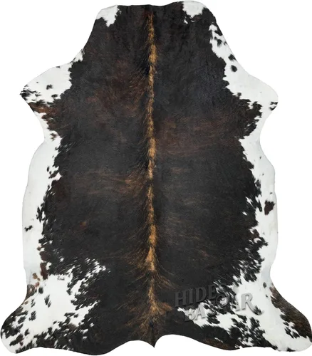 Vista 10 de HIDES BAZAAR Alfombra de Piel de Vaca Atigrada Marrón Premium con Patrón Único Marrón, Negro y Blanco - Alfombras de Piel de Vaca Natural Hechas