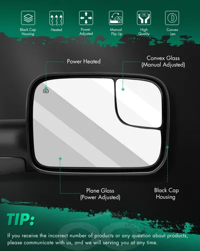 Vista 2 de SCITOO Compatible con espejo de remolque Dodge Espejo retrovisor lateral del pasajero 2002-2008 para Dodge para Ram 1500 2500 3500 Control