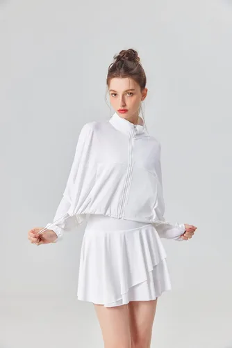 Vista 2 de altiland Chaquetas recortadas con cremallera y protección solar para mujer, para entrenamiento atlético y correr