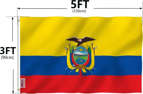 Vista 7 de Anley Fly Breeze - Bandera de Ecuador de 3 x 5 pies, color vivo y a prueba de decoloración, cabecera de lona y doble costura, banderas nacionales