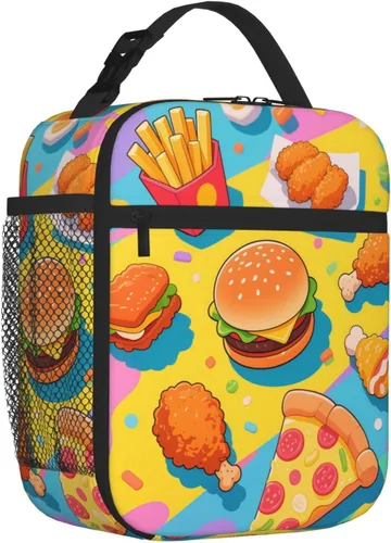 Vista 17 de Bolsa de almuerzo divertida para niños con pelotas deportivas, bolsa reutilizable para baloncesto, fútbol, fútbol americano y béisbol, lonchera