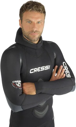 Vista 5 de Cressi Apnea - Traje de neopreno de pesca submarina de apnea de 2 piezas, chaqueta y pantalones, almohadilla de pecho, protección de rodilla, diseño