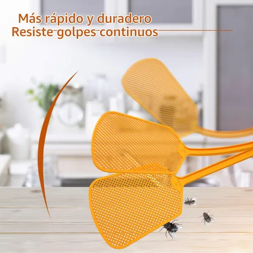 Vista 4 de Kensizer Paquete de 6 matamoscas de plástico resistentes, paquete múltiple de matamoscas de mango largo, matamoscas gigante, matamoscas a granel