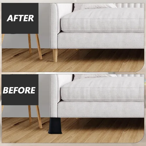 Vista 4 de Paquete de 4 elevadores de cama de 3 pulgadas, elevadores de cama resistentes, se adaptan a ruedas de muebles, sofá, mesa y sofá, color negro
