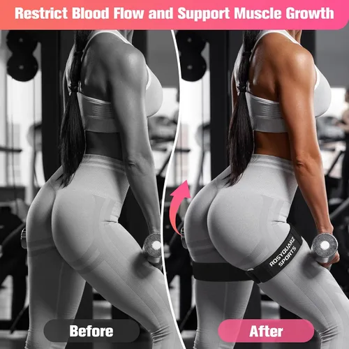 Vista 6 de Booty Bands for Working Out, Blood Flow Restriction Bands for Women/Men, Adjustable Velcro Occlusion Resistance Bands BFR Training Bands for Glutes