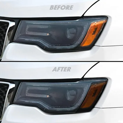 Vista 9 de SlickMod Vinilo PreCortado Tinta de Humo para Faro y Antiniebla de Jeep Grand Cherokee 2014-2021 (1. Faro, 20 por ciento de Humo Oscuro)