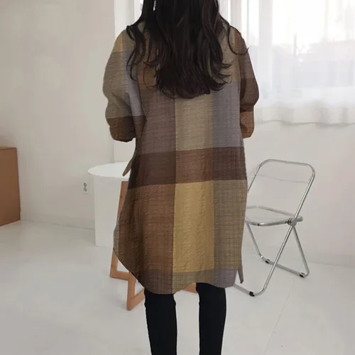 Vista 58 de Camisas de manga larga con botones para mujer, asimétricas, casuales, con cordones, túnica de gran