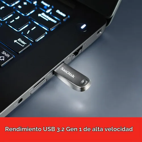 Vista 3 de SanDisk Unidad flash USB 3.1 Gen 1 Ultra Luxe de 128 GB - SDCZ74-128G-G46, color negro