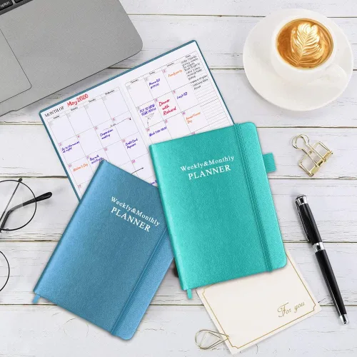 Vista 6 de Agenda sin fecha para cualquier año, planificador semanal y mensual y diario para rastrear objetivos, perfecto para organizar tu vida diaria, 5.85 x