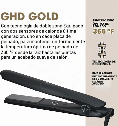 Vista 2 de ghd Gold Styler Flat Iron Hair Straightener, Black Negro