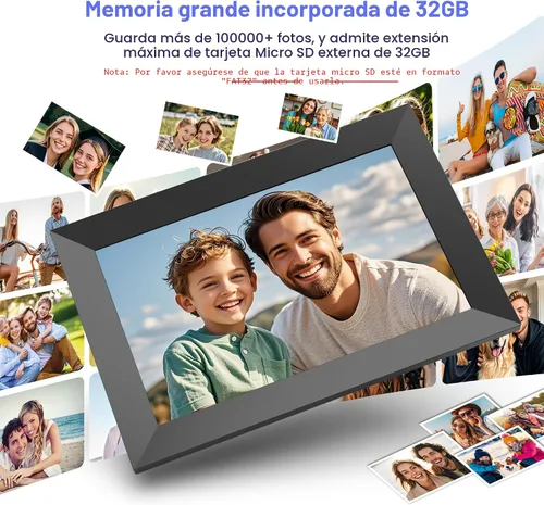 Vista 3 de Marco de Fotos Digital Uhale Almacenamiento de 32GB 10.1 Pulgadas WiFi Marcos de Fotos Electrónicos Ranura para Tarjeta SD Pantalla Táctil IPS