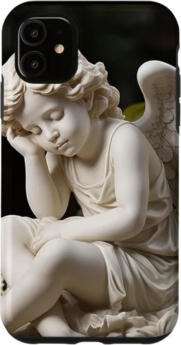 Vista 8 de Funda para iPhone 12 Pro Max con diseño de ángel durmiente para jardín, estatua de querubín