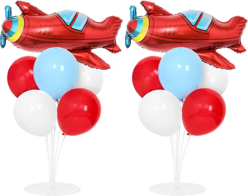 Vista 13 de Kit de soporte para globos de fiesta de fútbol 2 juegos con 2 globos de rugby de aluminio tipo bola, centro de mesa temático de fútbol para mesas