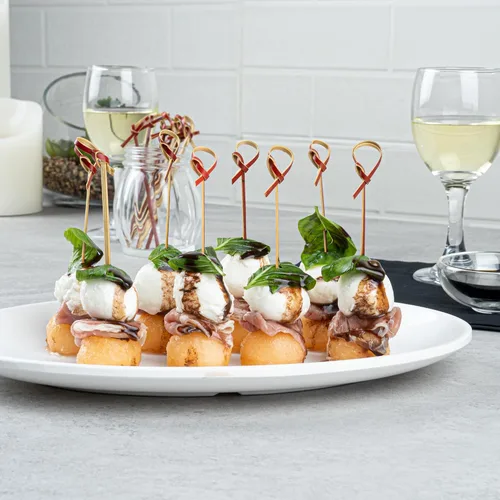 Vista 7 de Púas de aperitivos de 4 pulgadas, 1000 púas de nudo anudado, nudo en bucle, para alimentos o bebidas, brochetas de cóctel de bambú marrón, extremo