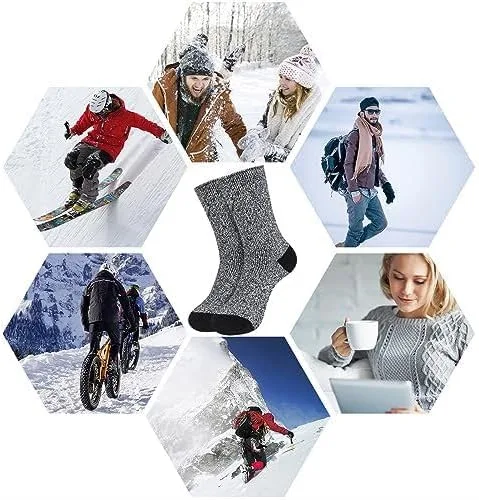 Vista 5 de 2-4 Pairs Thermal Socks for Men Thick Insulated Heated Socks Winter Warm Socks for Cold Weather