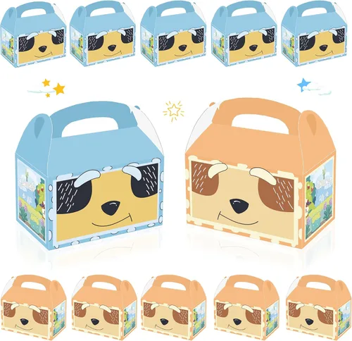 Vista 8 de Bolsas de dulces de fiesta de perro azul de dibujos animados, 16 unidades, cajas de regalo de regalos familiares para niños y niñas, suministros