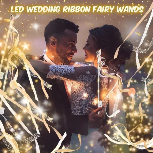 Vista 4 de 58 PIEZAS Varitas de Boda con Luces, Varitas de Hadas, Vara de Seda LED con Campanas para Despedida de Boda, Año Nuevo, Fiestas, Concierto