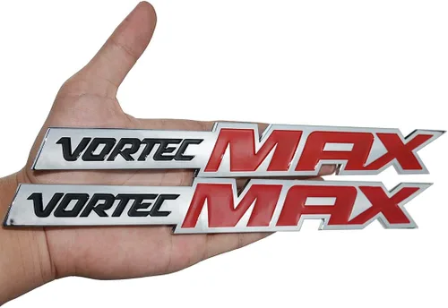 Vista 2 de Se adapta a (par) Vortec MAX - Calcomanías de emblemas de alto rendimiento 3D elevadas con adhesivo fuerte para Silverado (rojo negro)