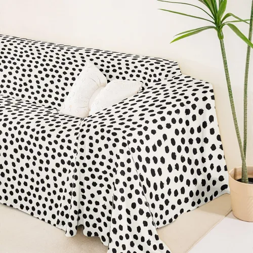 Vista 5 de Erosebridal Funda de sofá de lunares de 71 x 91 pulgadas, funda de sofá con lunares geométricos, funda de sofá moderna de estilo rústico con Blanco