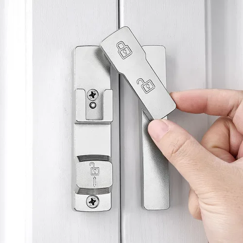 Vista 18 de INIRET Cerradura de puerta de granero negra de 180 grados, cerradura de puerta abatible, cerradura de puerta de aleación de zinc, protege