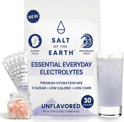 Vista 19 de Salt of the Earth Electrolito de alta calidad sin azúcar – Hecho con sal rosa del Himalaya – Paquetes de polvo de hidratación Ingredientes premium
