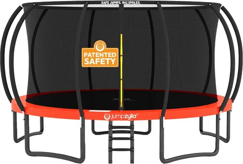 Vista 22 de Jumpzylla - Cama elástica recreativa para niños, con red de seguridad, escalera y revestimiento antioxidante, de 8, 10, 12, 14, 15 y 16 pies
