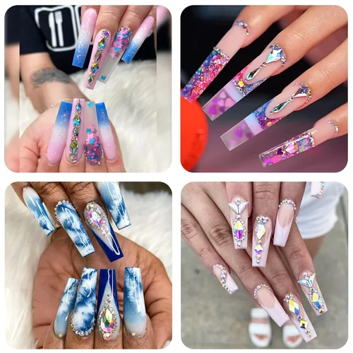 Vista 7 de Dijes de diamantes de imitación para uñas, con parte trasera plana AB/transparente, accesorios de cristales de uñas de diamantes de imitación