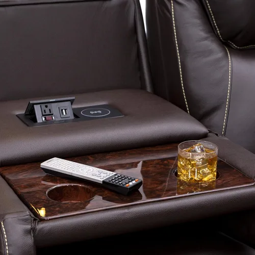 Vista 9 de Seatcraft Colosseum - Sofá marrón con mesa plegable
