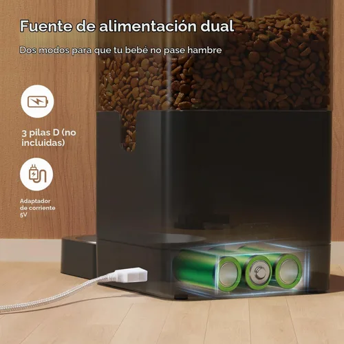 Vista 5 de VOLUAS Comedero automático para gatos, dispensador de alimentos secos con Negro transparente