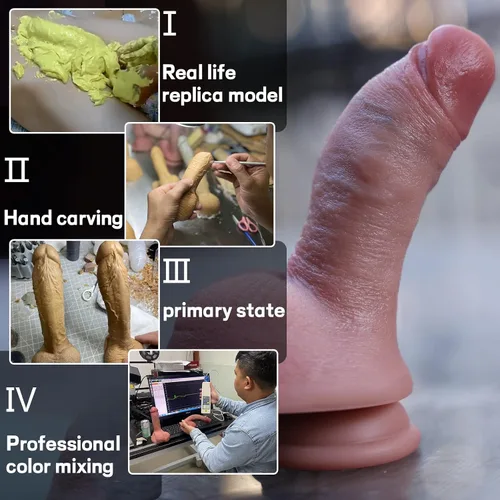 Vista 3 de Consoladores suaves realistas de 5.91 pulgadas para principiantes, consolador de silicona gruesa realista hecho a mano, pene suave con ventosa