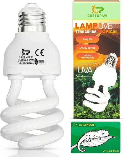Vista 11 de Bombilla UVB de reptil de 15 W 5.0 – Bombilla UVA para reptiles, luz de reptiles UVB, terrario fluorescente compacto para tropical, subtropical