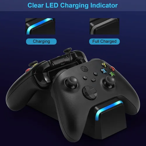 Vista 6 de KEKUCULL Estación de carga de doble base compatible con Xbox Series XS Xbox OneOne XOne S cargador eficiente de control Xbox con 2 paquetes