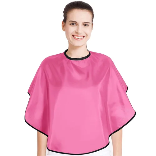 Vista 8 de Geyoga Capa corta de maquillaje para mujeres y hombres, mini capa de corte de pelo para artista, champú, salón de belleza, estilo de artista (negro)