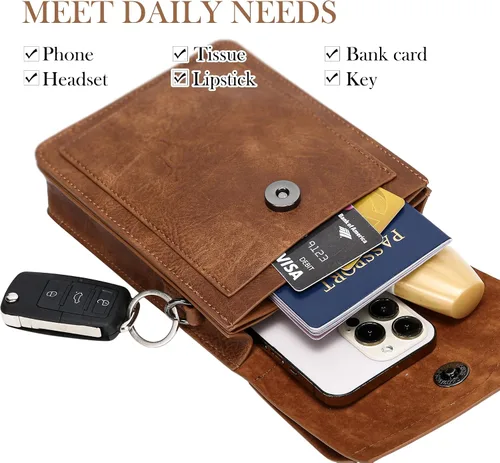 Vista 3 de INICAT Bolsos cruzados pequeños para mujer de cuero sintético para teléfono celular con ranuras para tarjetas