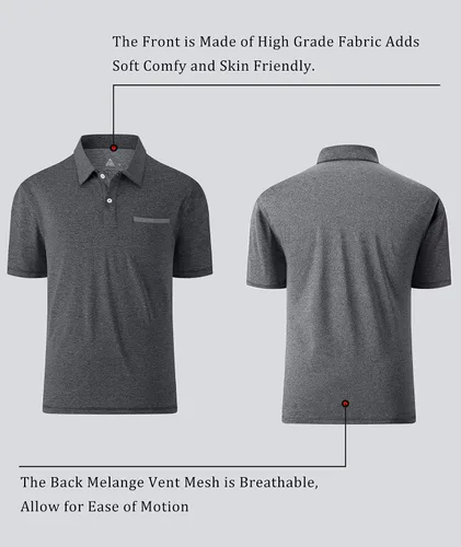 Vista 2 de V VALANCH Polo para hombre, estilo casual, de manga corta, para golf, absorbe la humedad, con cuello