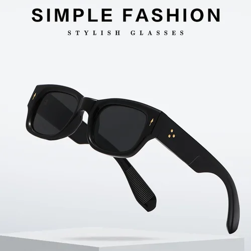 Vista 6 de GIFIORE Gafas de sol cuadradas para hombres y mujeres, gafas de sol rectangulares negras de moda