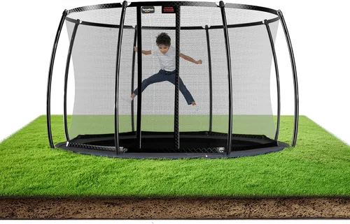 Vista 10 de Avyna Trampolín redondo en el suelo de alta calidad, 15 pies, 14 pies y 12 pies - Trampolín al aire libre para niños y adultos con características