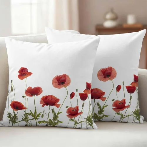 Vista 9 de Fundas de cojín impermeables con diseño de amapola roja en acuarela para exteriores, diseño de flores de jardín, paquete de 2 fundas de almohada