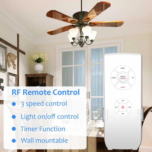 Vista 3 de Interruptor de ventilador WiFi inteligente, ventilador de techo y kit de control remoto de luz, controlador WiFi compatible con Alexa Google