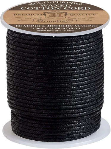 Vista 7 de Hemptique Cordón de algodón encerado de 0.020 in para artes y manualidades (negro, 0.020 in)