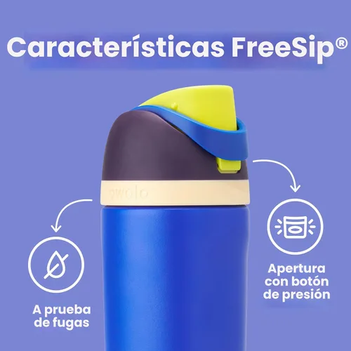Vista 7 de Owala Kids FreeSip - Botellas de agua aisladas de acero inoxidable de 16 onzas con popote, sin BPA, cítricos azules y esfera celeste